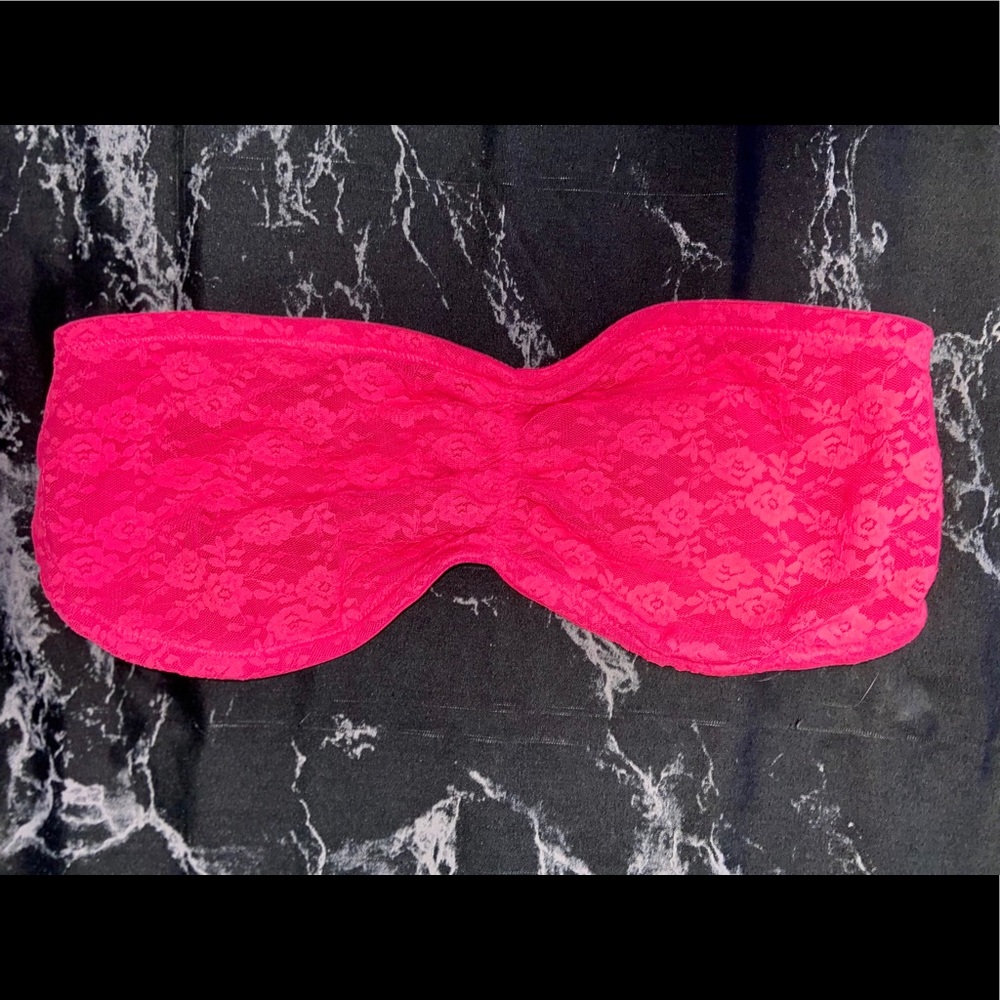 PINK Bright Pink Lace Bandeau